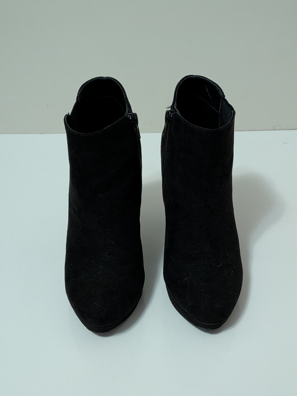 Women's Black Suede Ankle Booties with Side Zip
